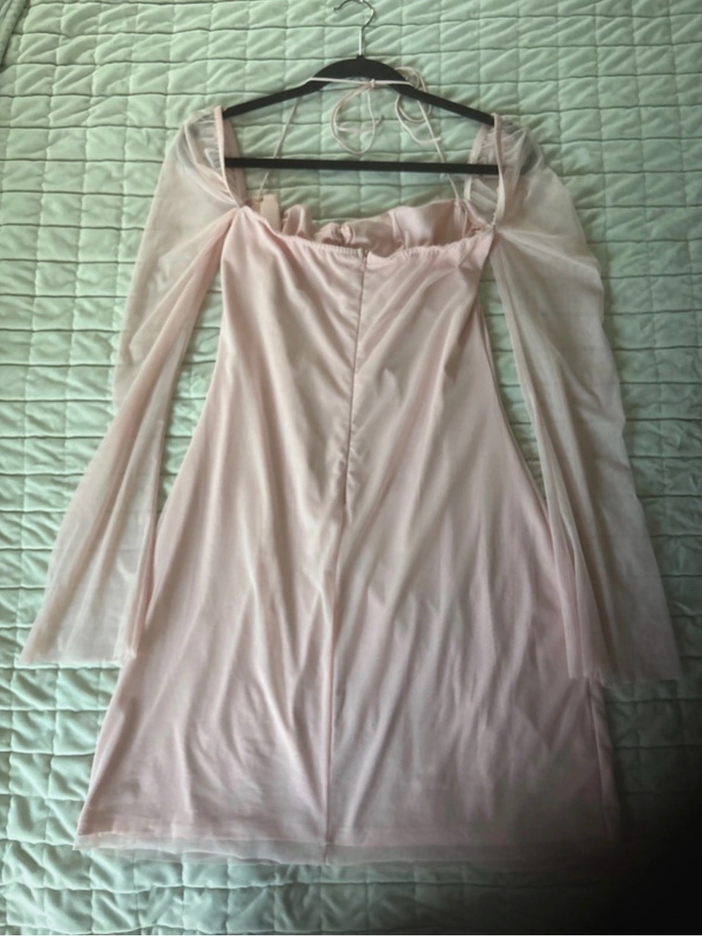 Fashion Nova Light Pink Long Sleeve Slip Dress with Bow - Picture 2 of 2